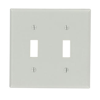 Product image for Wallplate standard 2-gang 2-toggle thermoset grey