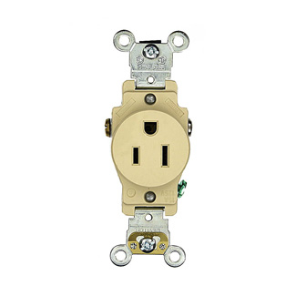 Product image for Receptacle straight 2P3W 125V 15A ivory