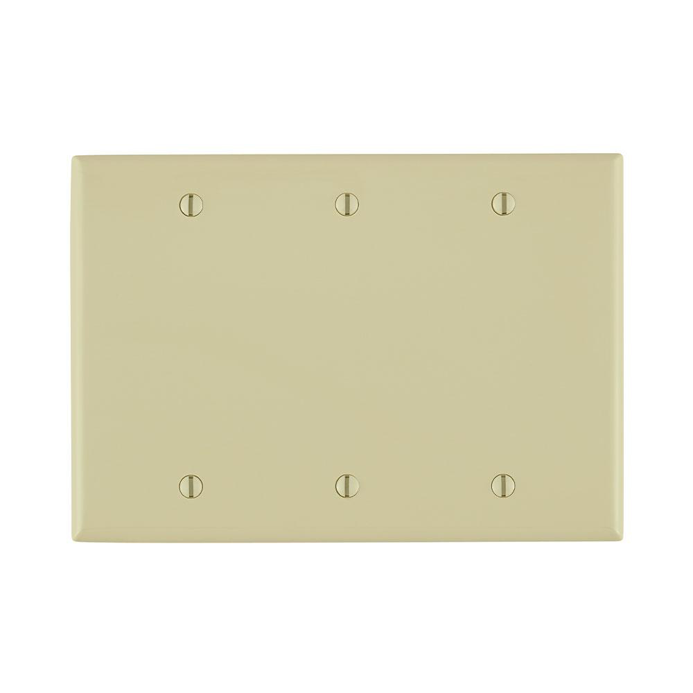 Product image for Wallplate standard 3-gang no device blank thermoplastic ivory
