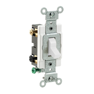 Product image for Switch toggle commercial AC quiet 2-pole 120/277V 20AMP white