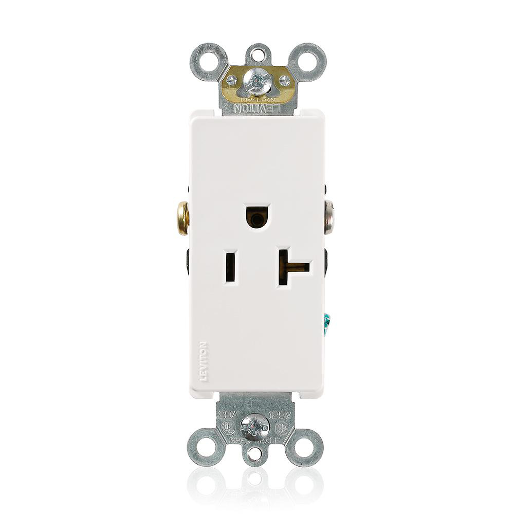 Product image for Receptacle straight single 2P 3W 125V 20AMP white