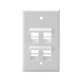 Product image for Plate wall 1-gang 4-port plastic white