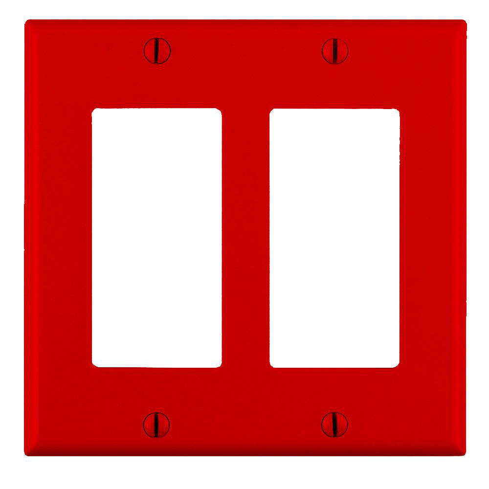 Product image for Wallplate standard 2-gang thermoplastic red