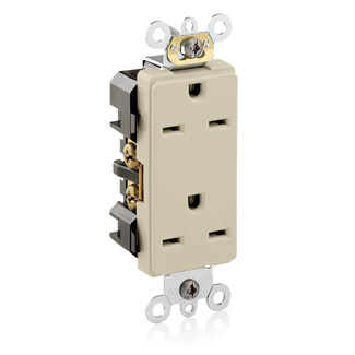 Product image for Receptacle straight duplex 2P 3W 250V 15AMP ivory