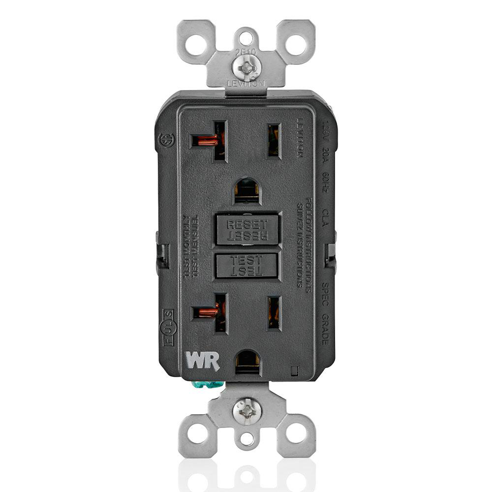 Product image for Receptacle GFCI duplex commercial grade LED 20A 125V black