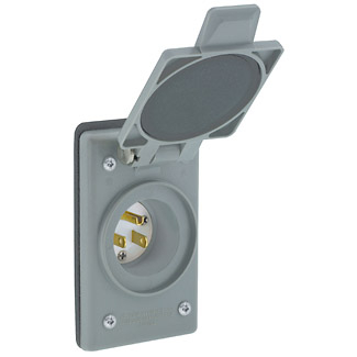Product image for Receptacle locking power inlet 2P 3W 125V 15AMP gray