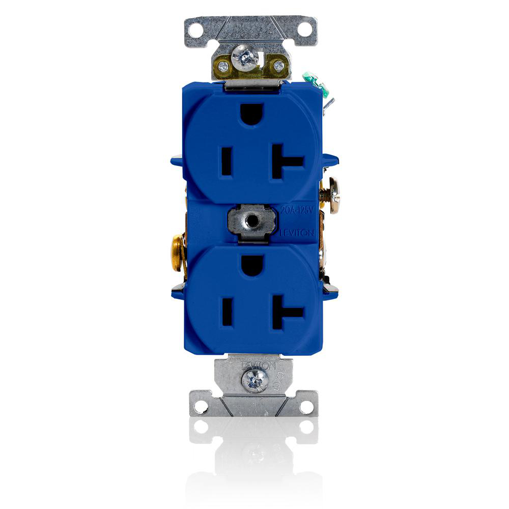 LEVITON 5362-SBU RECEPTACLE 20A 125V DUPLEX SELF GROUNDING BLUE