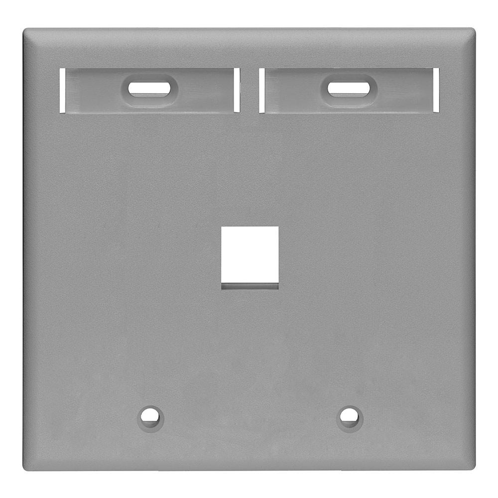 Product image for Plate wall 2-gang 1-port ID windows plastic grey