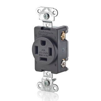 Product image for 20 Amp, 125/250 Volt, Single Receptacle Outlet, Commercial Grade
