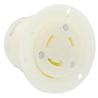 Product image for Receptacle locking flanged outlet 2P 3W 125V 15AMP white