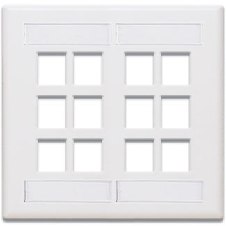 Product image for Plate wall 2-gang 12-port ID window plastic white