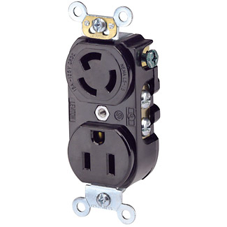 Product image for Receptacle locking duplex 2P 3W 125V 15AMP black