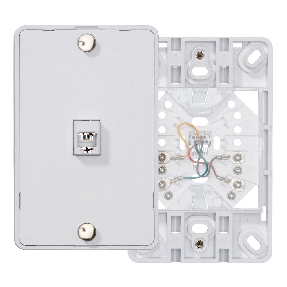 Product image for Jack wall-phone 6P4C screw terminal plastic base white