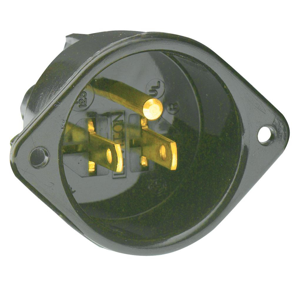 Product image for Receptacle flanged inlet straight black 15a 125v
