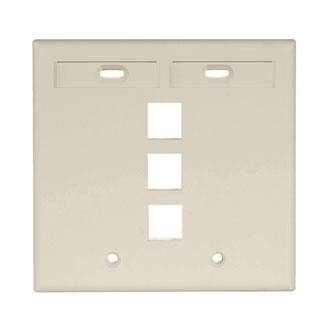 Product image for Plate wall 2-gang 3-port ID window plastic ivory