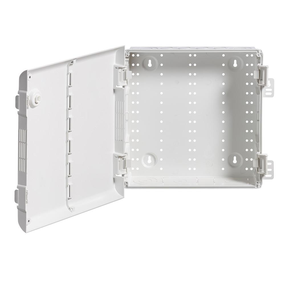 Product image for 14" Wireless Structured Media Enclosure with Vented Hinged Door, Plastic, White