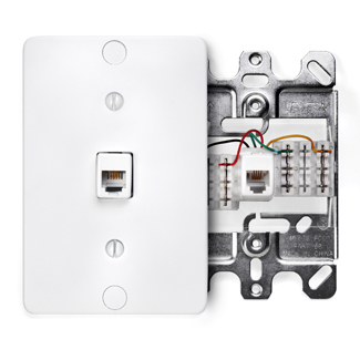 Product image for Plate wall telephone jack 6P4C plastic white