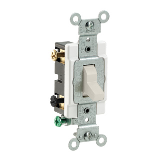 Product image for Switch toggle commercial AC quiet 2-pole 120/277V 20AMP light almond