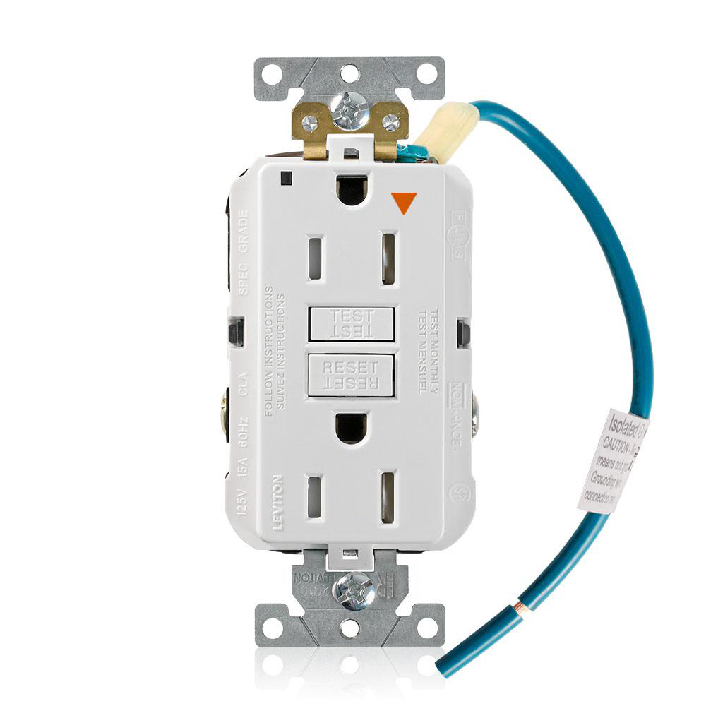 Product image for 15 Amp SmartlockPro® Isolated Ground GFCI Receptacle/Outlet, Industrial Grade,