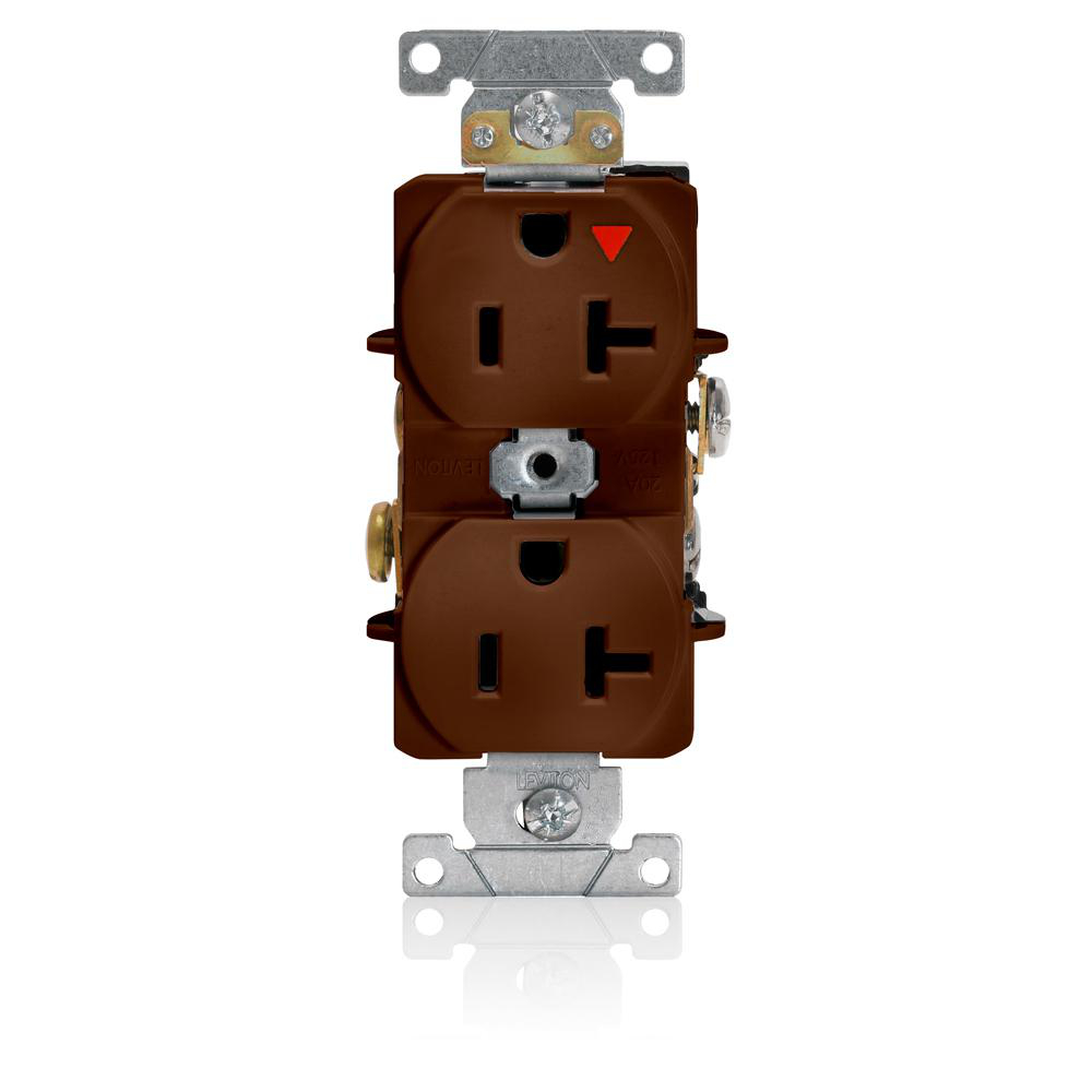 Product image for Receptacle duplex 2-pole isolated-ground 20A 125V brown