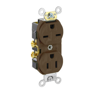 Product image for Receptacle straight duplex 2P 3W 125/250V 15AMP brown