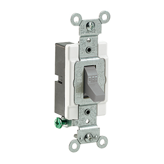 Product image for Switch toggle commercial AC quiet 1-pole 120/277V 15AMP grey