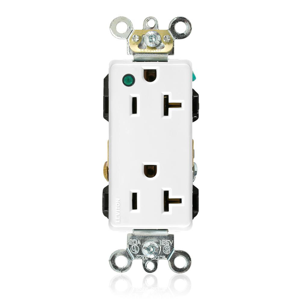 Product image for Receptacle duplex brass strap 20A 125V white