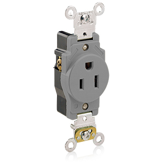 Product image for Receptacle single standard 15A 125V grey