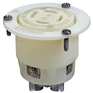 Product image for 30 Amp, 600 Volt, Flanged Outlet Locking Receptacle, Industrial Grade