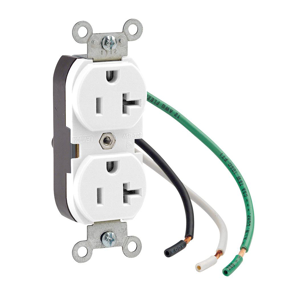 Product image for Receptacle single standard 20A 125V white
