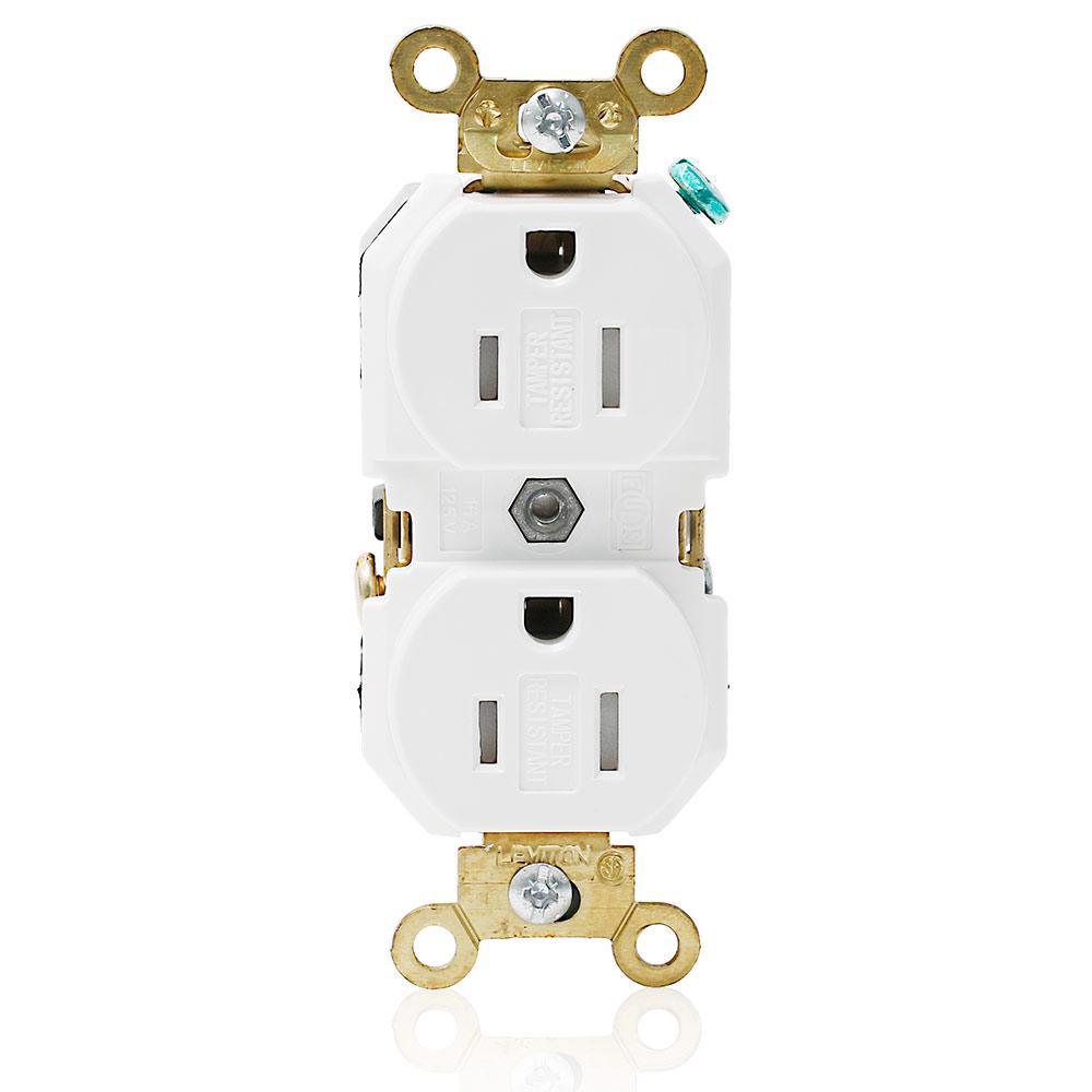 Product image for 15 Amp Duplex Receptacle/Outlet, Industrial Grade, Tamper-Resistant,