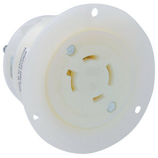 Product image for 20 Amp, 480 Volt, Flanged Outlet Locking Receptacle, Industrial Grade