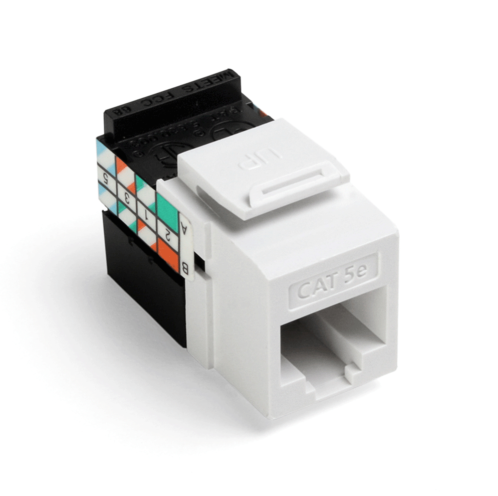 Product image for LEVITON 5G108-RW5 CONNECTOR CAT5E 8COND GIGAMAX CHANNEL RATED SNAPIN WHITE