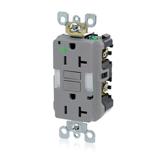 Product image for Receptacle GFCI hospital grade LED guide light 20A 125V grey