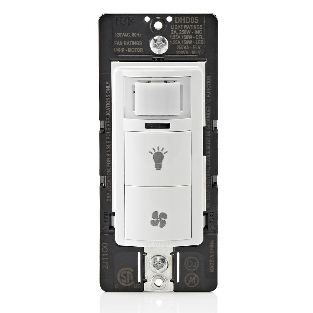 Product image for Decora In-Wall Combination Humidity Sensor and Fan Control with Light Switch,