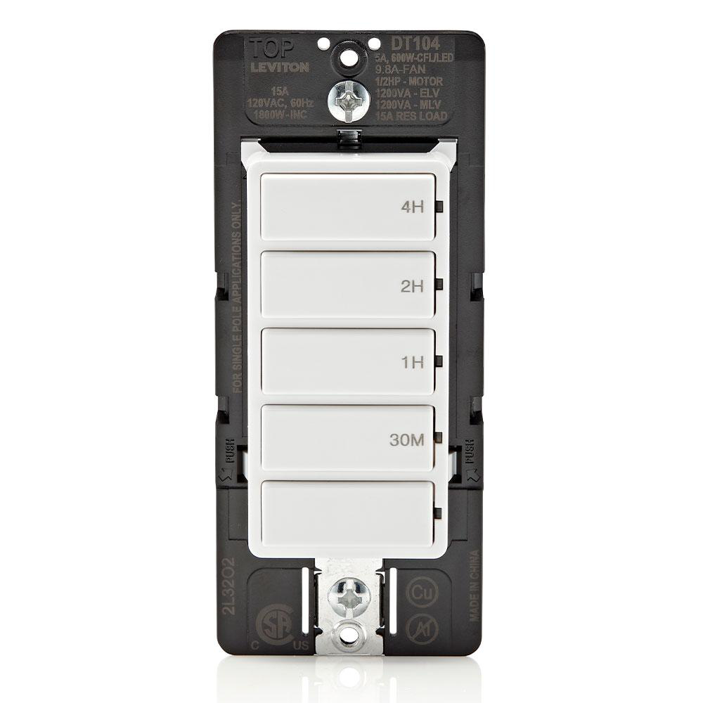 Product image for Decora In-Wall 4-Hour Countdown Timer Switch, 15A, .. HP/9.8A Fan/Motor, Single