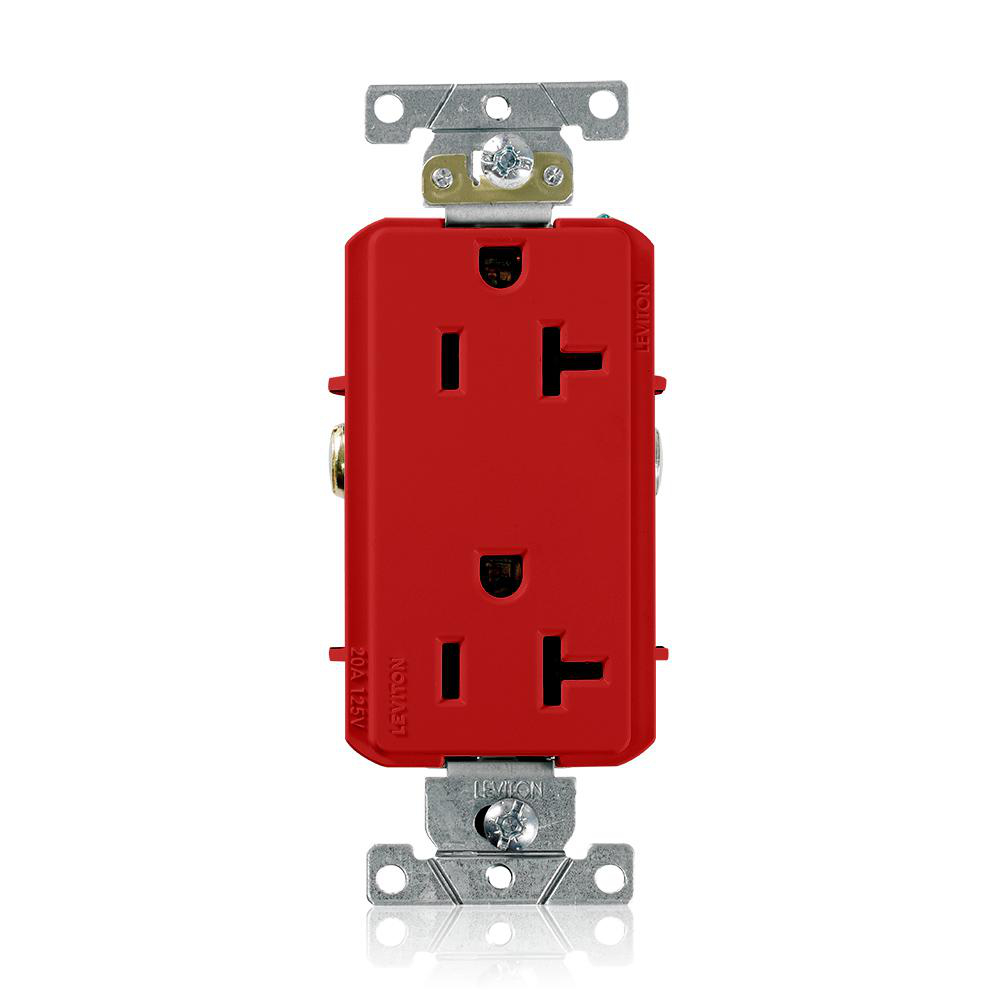 Product image for 20 Amp Decora Plus Duplex Receptacle/Outlet, Industrial Grade, Self-Grounding