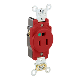 Product image for Receptacle 2 pole 3 wire nylon red 5a 125v