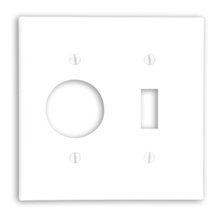Product image for Wallplate standard 2-gang 1-toggle 1-single thermoset white