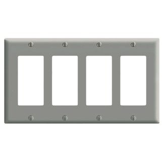 Product image for Wallplate midway 4-gang decora/GFCI device thermoplastic grey