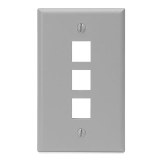 Product image for Wall plate 1G 3port plastic grey quickport