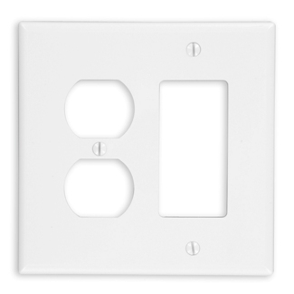 Product image for Wallplate combination midway 2-gang 1-decora 1-duplex thermoplastic white