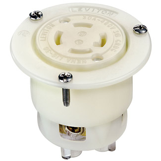 Product image for 30 Amp, 480 Volt, Flanged Outlet Locking Receptacle, Industrial Grade