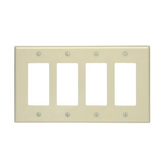 Product image for Wallplate/faceplate midway 4-gang 1-decora/GFCI Device thermoset ivory