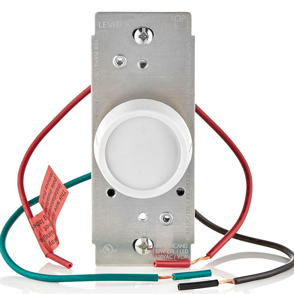 LEVITON RDL06-10Z DIMMER UNIVERSAL ROTARY PUSH ON/OFF 1P3W 600W INC 150W LED WHITE IVORY & LIGHT ALMOND KNOBS INCLUDED
