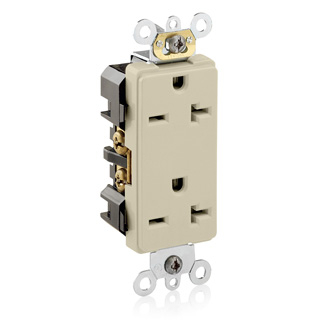 Product image for Receptacle straight duplex 2P 3W 250V 20AMP ivory