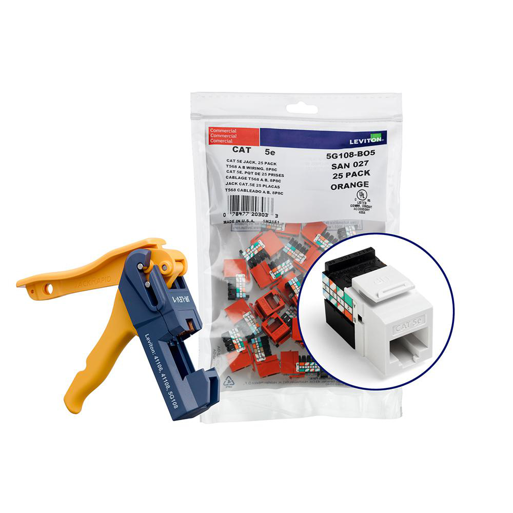Product image for 150 GIGAMAX™ Cat 5e QUICKPORT™ Jacks, Bulk QUICKPACK™, White, Kitted with Jack