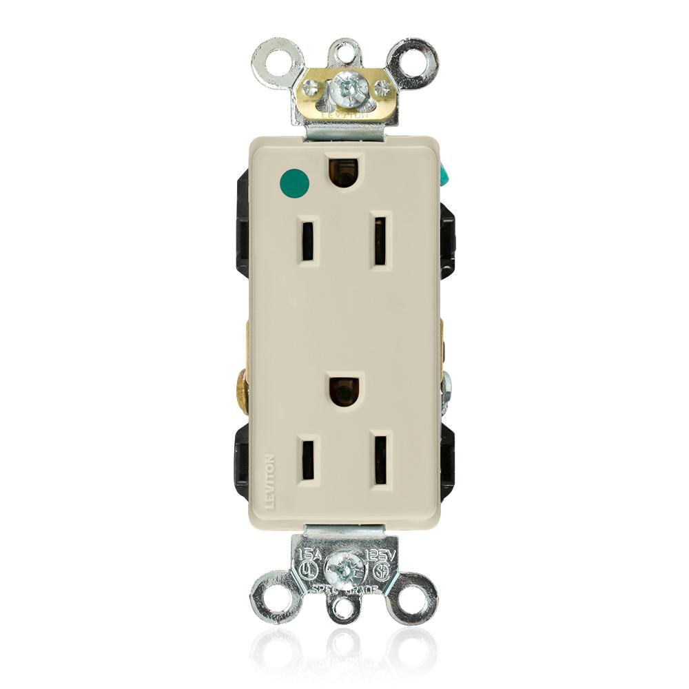 Product image for Receptacle duplex 2-pole integral ground 15A 125V ivory