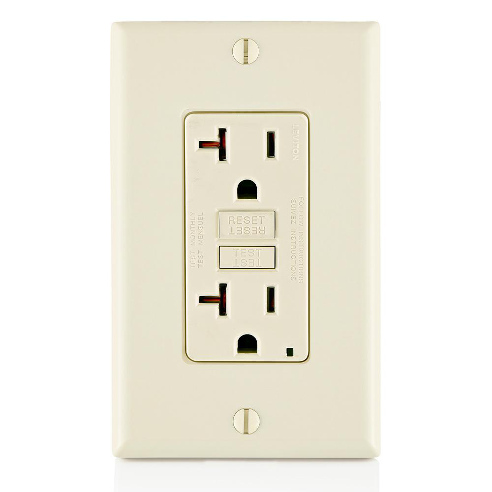 Product image for Receptacle GFCI commercial grade tamper resistant LED 20A 125V light almond