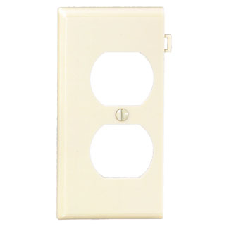 Product image for Wallplate sectional 1-gang duplex end panel thermoplastic ivory